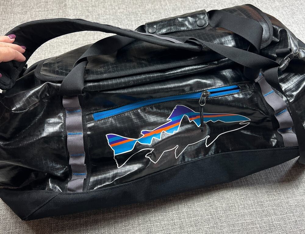Patagonia Black Hole Duffel 55L Black Fitz Trout Backpack Bag 49342